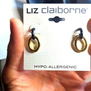 Liz Claiborne Black and Gold Dangle‎ Earrings